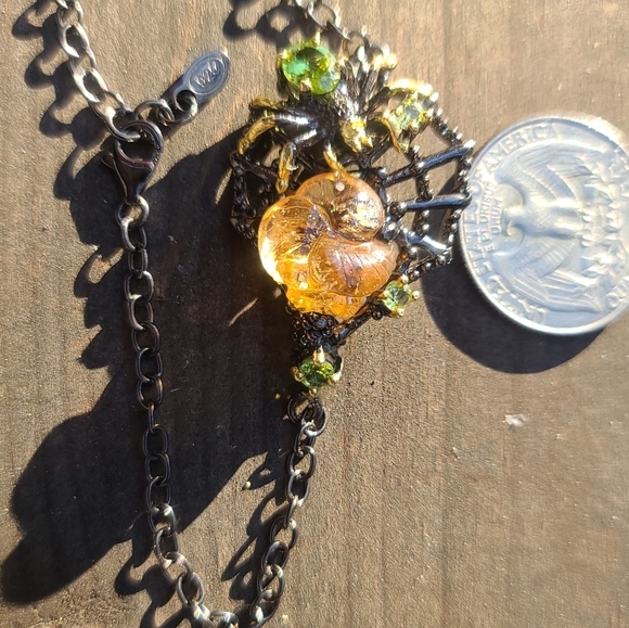 Hand carved Citrine & Peridot 8" Sterling & Rhodium bracelet - Picture 11 of 17